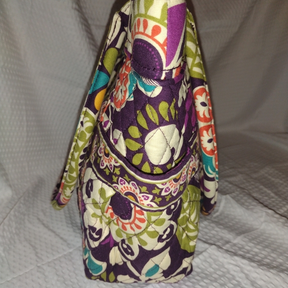 Vera Bradley Plum Crazy Pleated Tote Shoulder Bag 16"x12" x5" - Picture 4 of 12